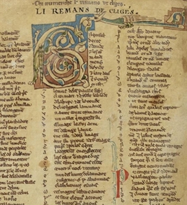 incipit de Cliges, manuscrit du  XIIIe siècle